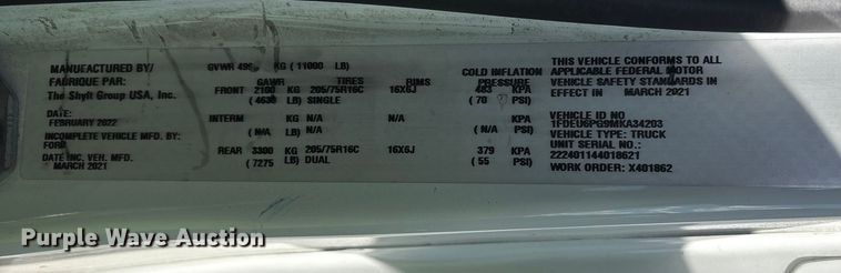 image for item YA1264 2021 Ford Transit delivery van