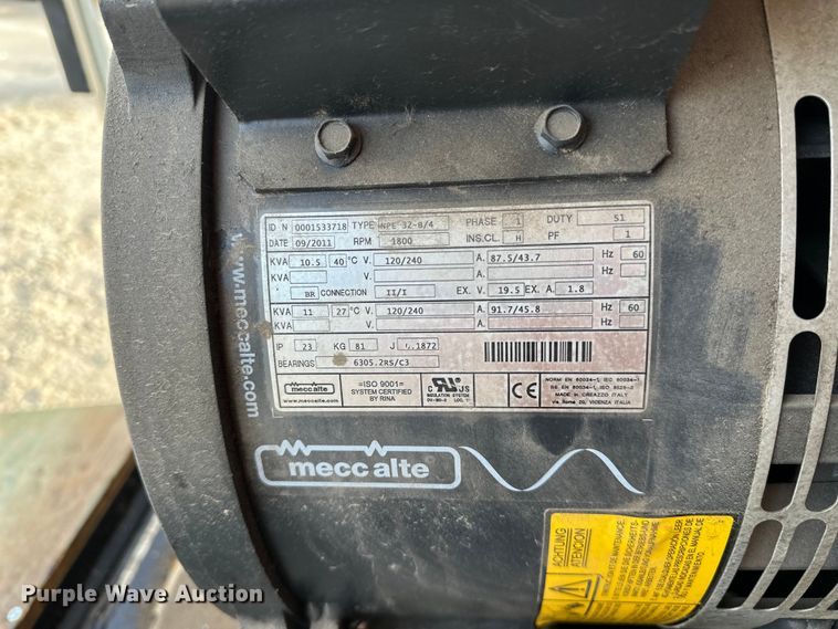 image for item DF8662 2012 Arising Industries Inc. 58SSRW enclosed cargo trailer with Mecc Alte generator