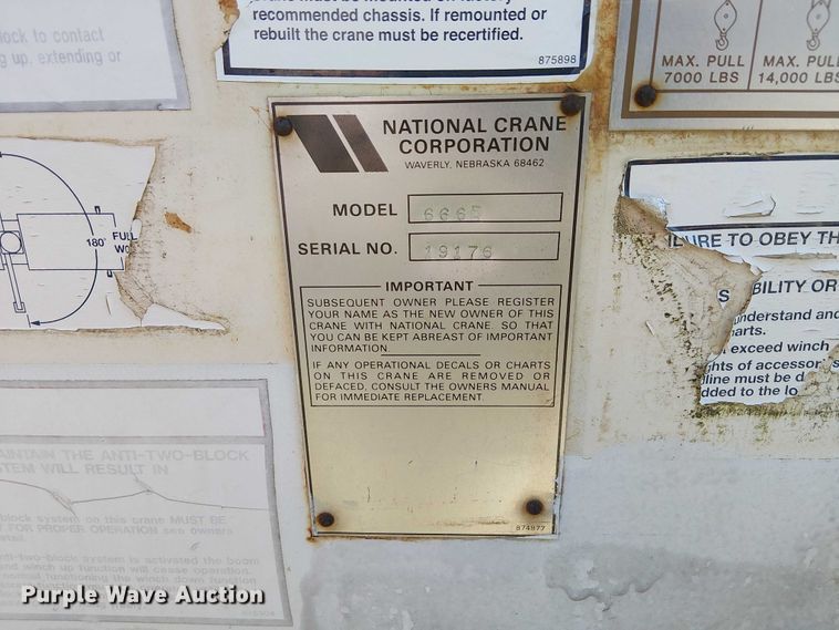 image for item DJ7902 1987 Ford LNT8000 crane truck