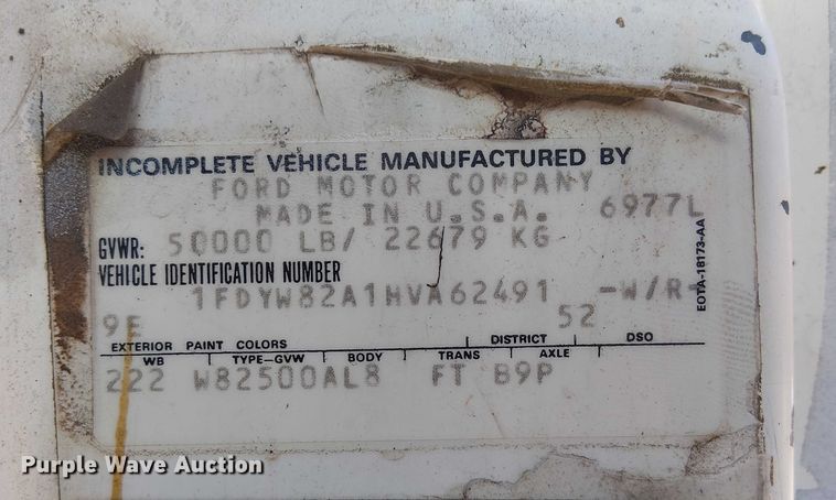 image for item DJ7902 1987 Ford LNT8000 crane truck