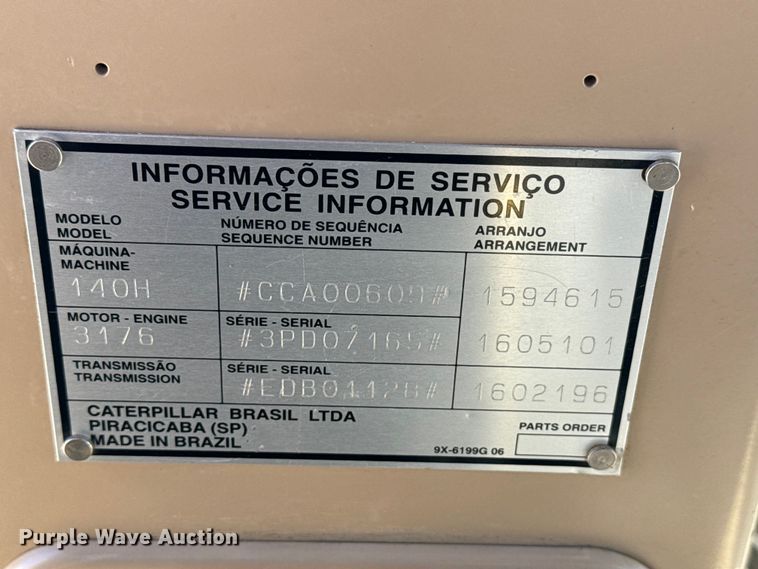 image for item DJ7955 2012 Caterpillar 140H motor grader