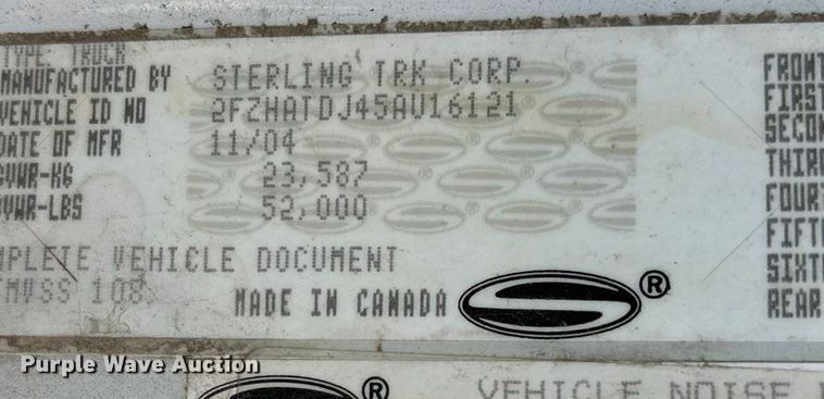 image for item DK0064 2005 Sterling L7500 dump truck