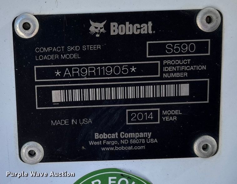 image for item DK0068 2014 Bobcat S590 skid steer loader