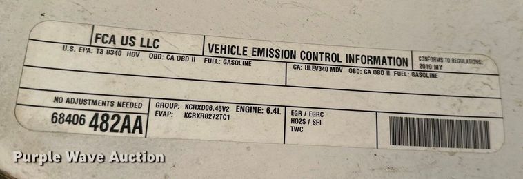 image for item DK0078 2019 RAM 2500 Crew Cab pickup truck