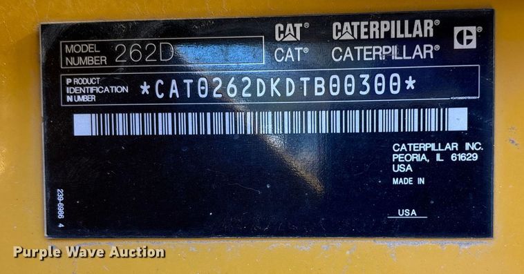 image for item DK0087 2013 Caterpillar 262D skid steer loader