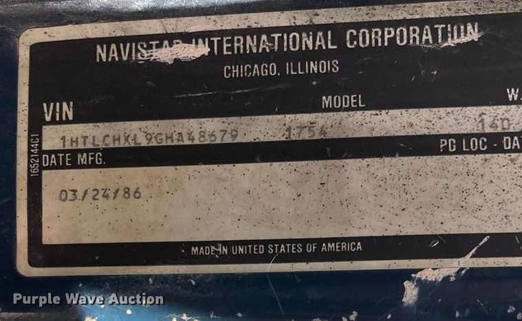 image for item DK0093 1986 International 1754 dump truck