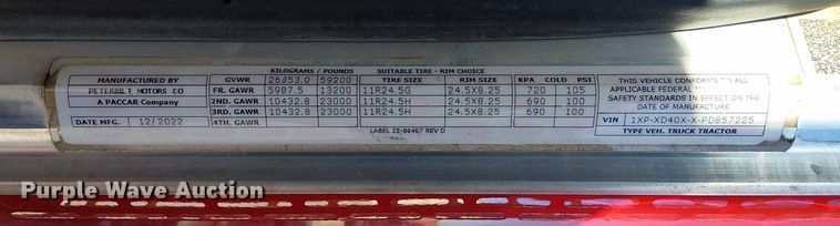 image for item DU3672 2023 Peterbilt 389 semi truck