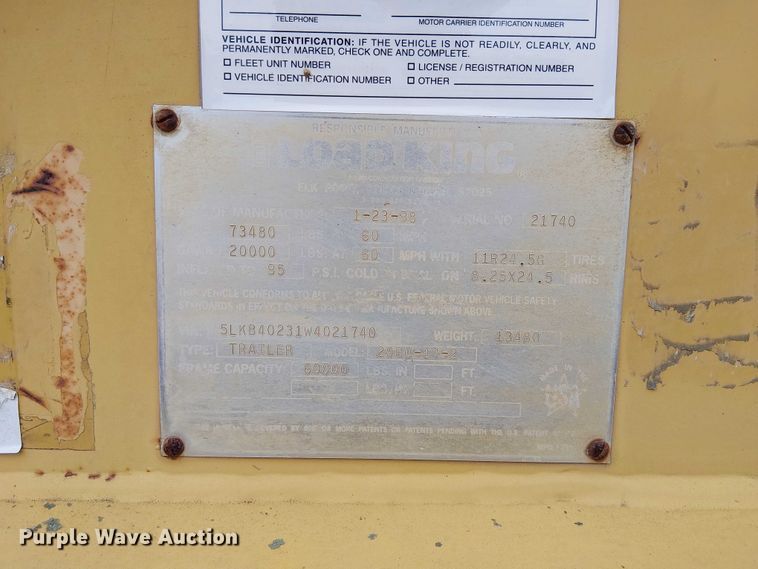 image for item DU3719 1998 Load King 2060-40-2 bottom dump trailer