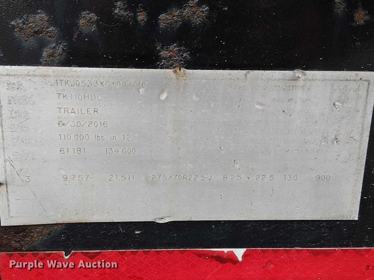 image for item DU3722 2016 Trail King TK110HDG lowboy equipment trailer