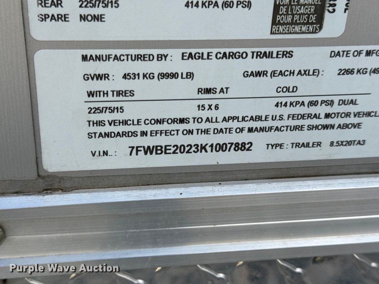 image for item DW6659 2019 Eagle spray foam trailer