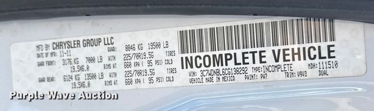 image for item DW6763 2012 Dodge Ram 5500HD winch truck