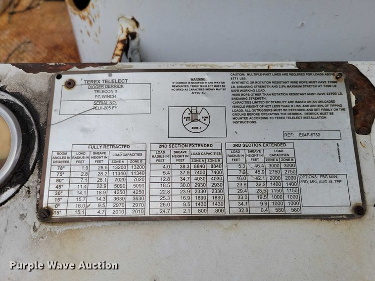 image for item DX6592 2000 Chevrolet  C7500 digger derrick truck