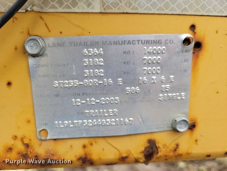 image for item DX6594 2004 Lane pole trailer