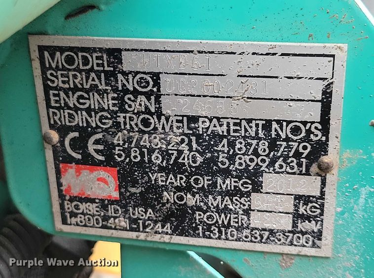 image for item DX6630 2012 Multiquip HTX power trowel