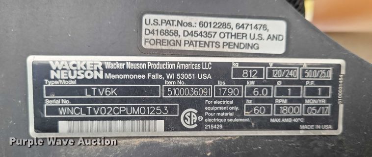 image for item DX6631 2017 Wacker Neuson LTV6 light plant