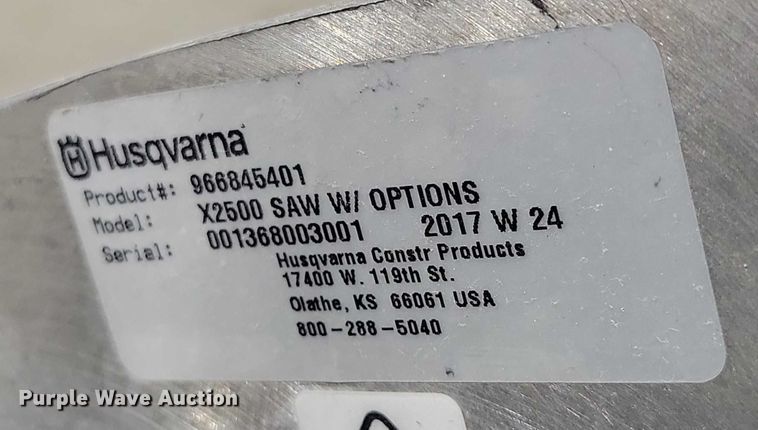 image for item DX6635 2017 Husqvarna Soff-Cut 2500 concrete saw