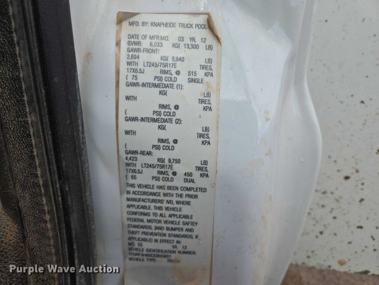 image for item DY1409 2012 Ford F350 Super Duty XL utility bed pickup truck