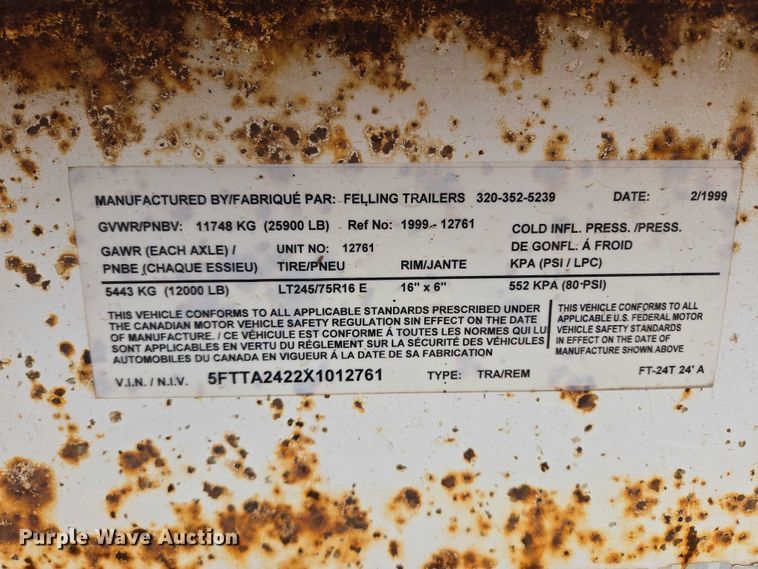 image for item DY1414 1999 Sauke Felling tilt deck equipment trailer