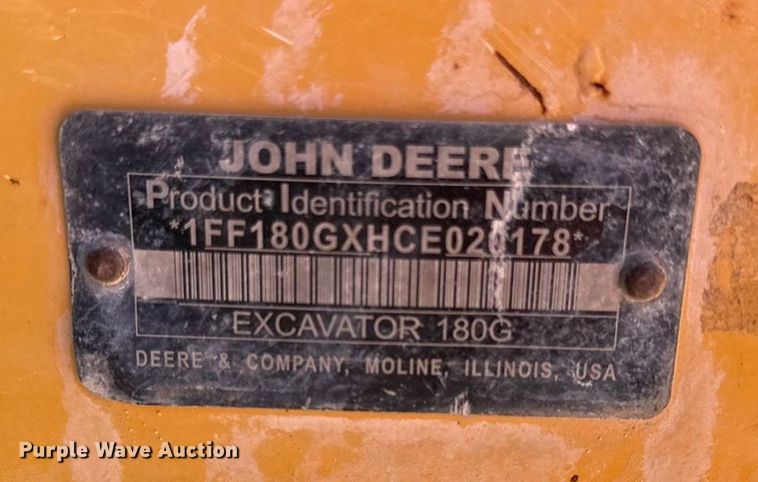 image for item DY8325 2013 John Deere 180G excavator