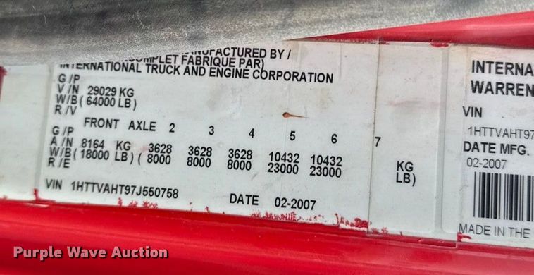 image for item DY8351 2007 International 7700 winch truck