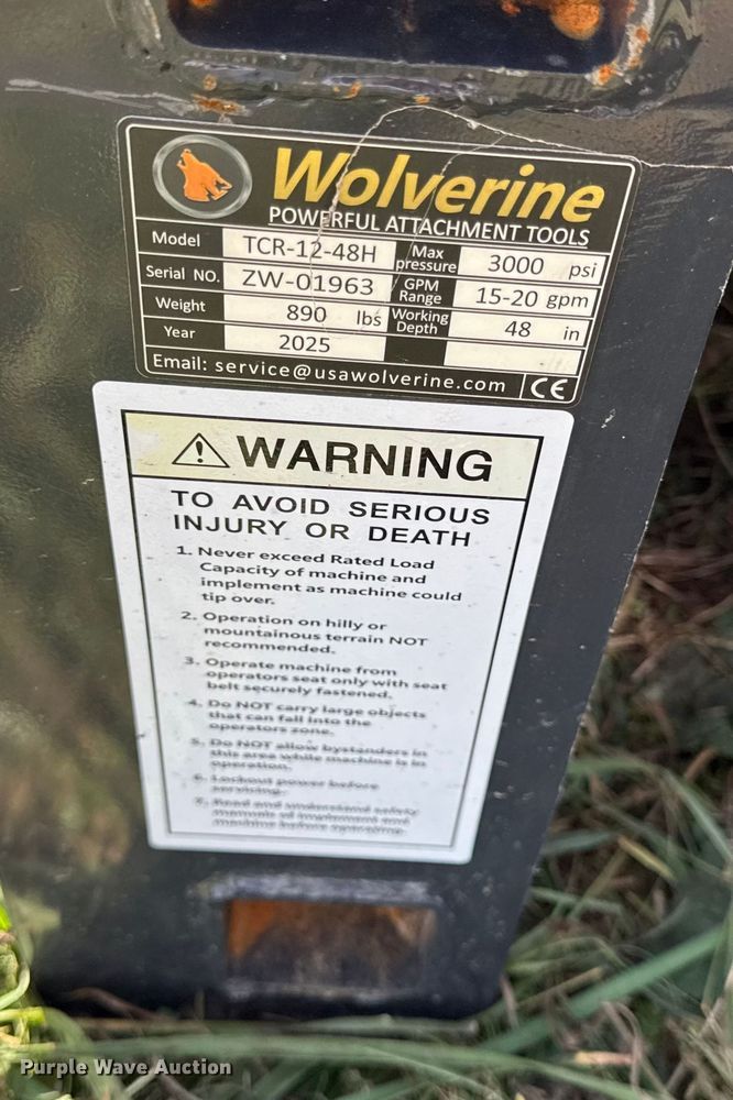 image for item DY8393 2025 Wolverine TCR-12-48H skid steer trencher