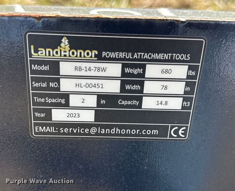 image for item DY8402 2023 LandHonor RB-14-78W skid steer rock bucket