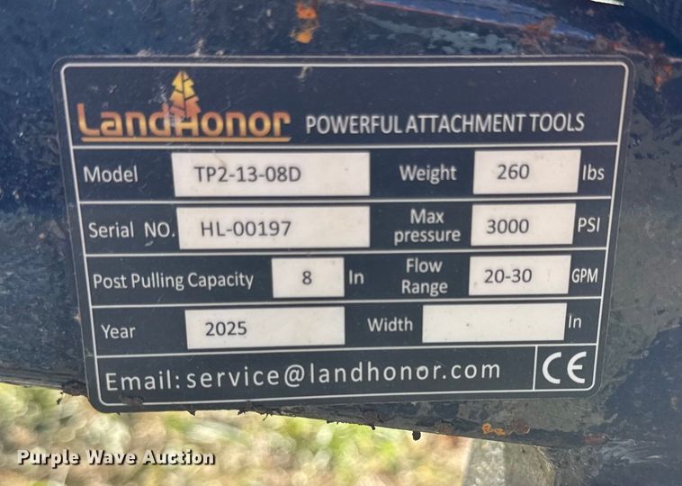 image for item DY8416 2025 LandHonor TP2-13-08D skid steer tree puller