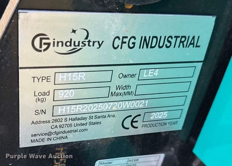 image for item DY8427 2025 CFG Industrial H15R mini excavator