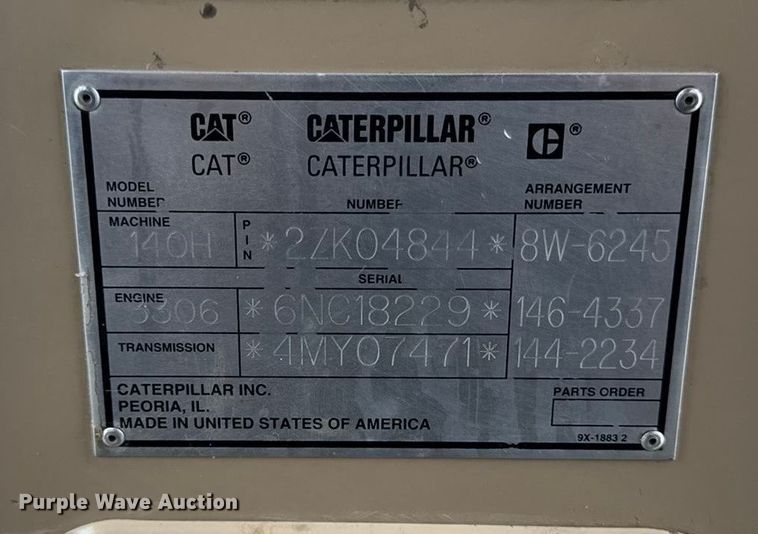 image for item EA1980 2000 Caterpillar 140H motor grader