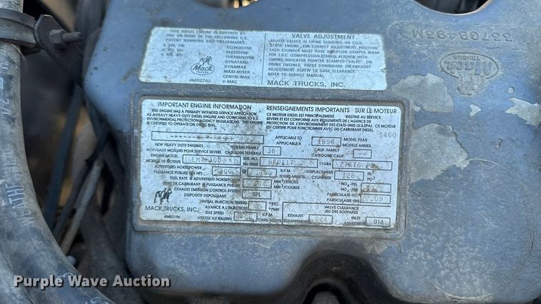 image for item EA2004 1996 Mack RB690S crane truck