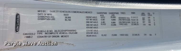 image for item EA6999 2023 Freightliner 114SD volumetric concrete mixer truck