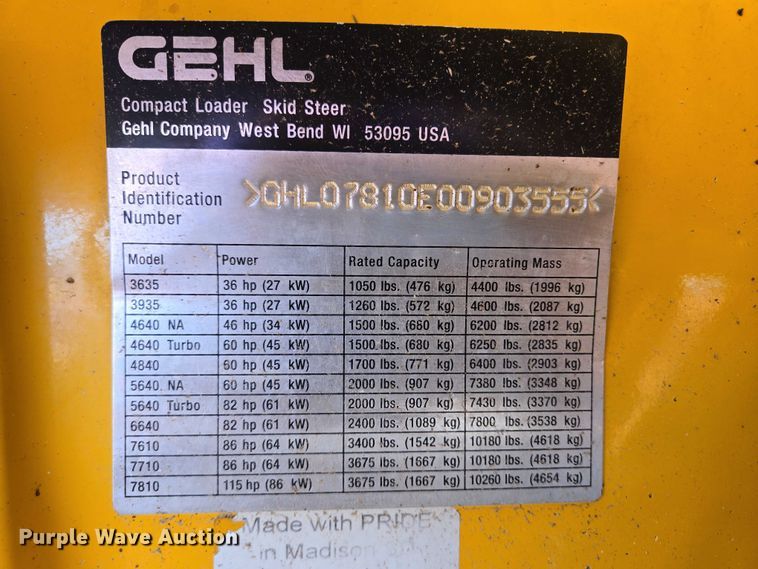 image for item EB1116 2005 Gehl 7810 skid steer loader