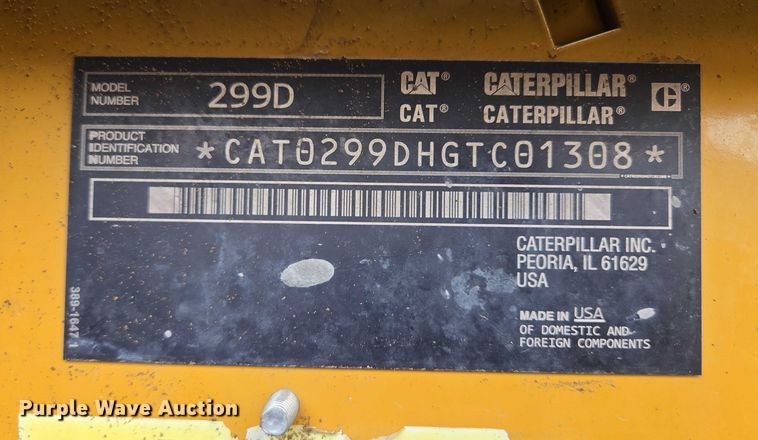 image for item EB1141 2014 Caterpillar 299D tracked skid steer loader