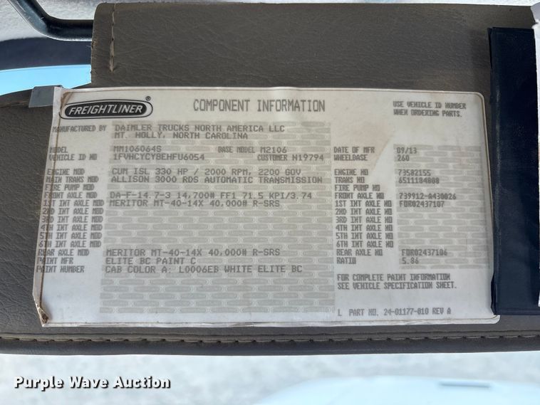 image for item EC8054 2014 Freightliner M2106 crane truck