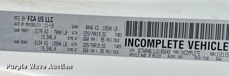 image for item ED2289 2018 RAM 5500HD utility / service truck