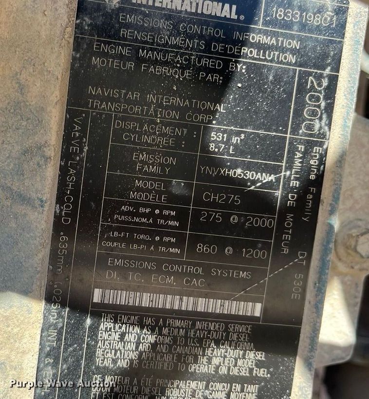 image for item ED2304 2000 International 4900 dump truck