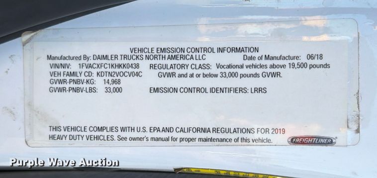 image for item ED4990 2019 Freightliner Business Class M2 bucket truck