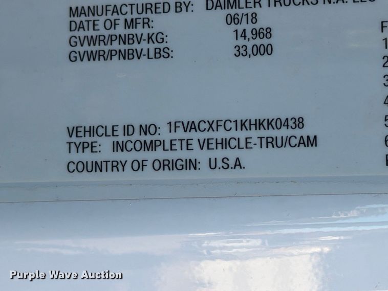 image for item ED4990 2019 Freightliner Business Class M2 bucket truck