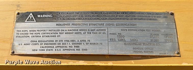 image for item ED4999 1974 Caterpillar 12G motor grader