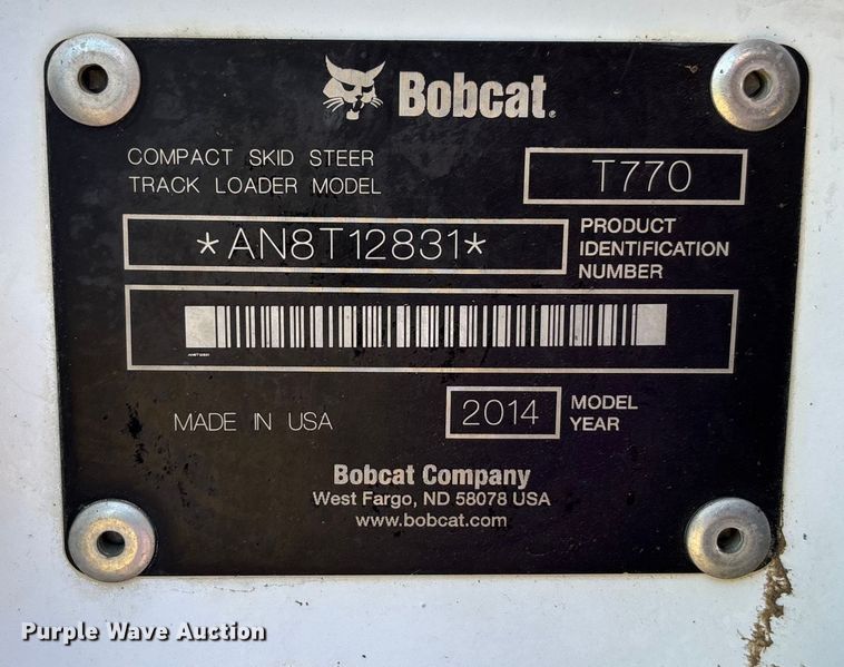 image for item EE4299 2014 Bobcat T770 tracked skid steer loader