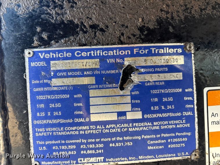 image for item EF6129 2018 Clement ADW2837SFT SPRE end dump trailer