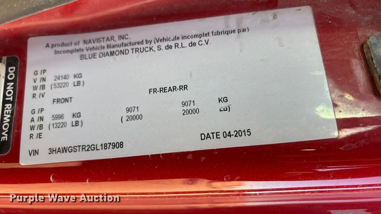 image for item EF6135 2016 International 7400 dump truck