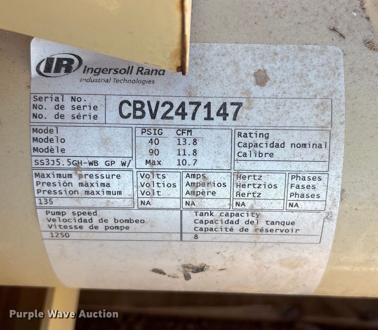 image for item EF6165 (2) Ingersoll Rand air compressors