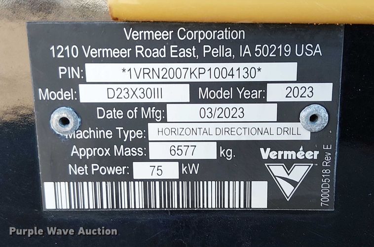image for item EG1701 2023 Vermeer D23X30III directional boring unit