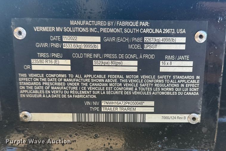 image for item EG1720 2023 Vermeer LP573SGT vacuum excavator