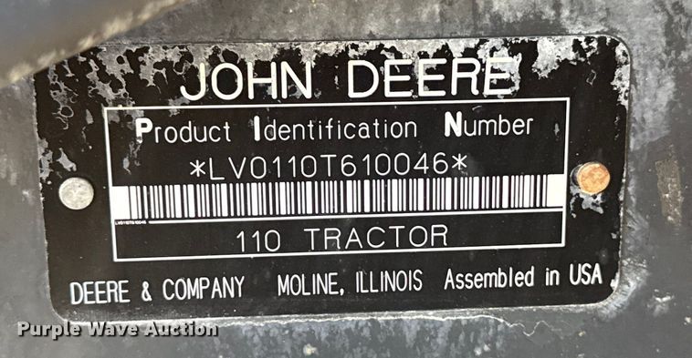 image for item EG1726 2007 John Deere 110 backhoe