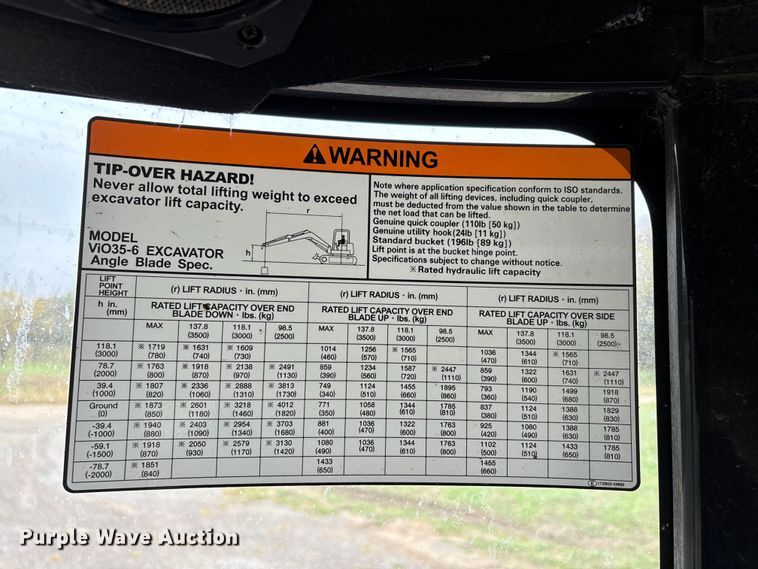 image for item EJ7700 2023 Yanmar ViO35 mini excavator