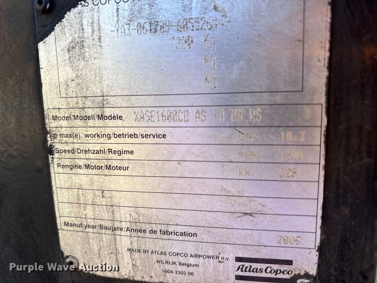 image for item EM6142 2006 Atlas Copo XASE1600CD air compressor
