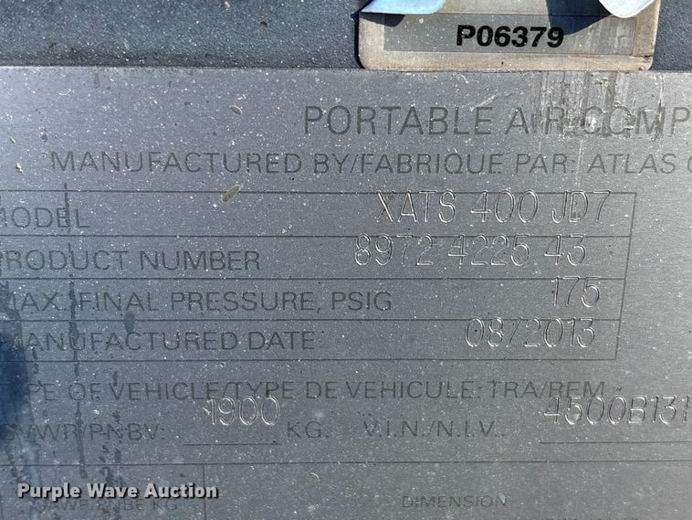 image for item EM6144 Atlas Copco XATS400 JD7 air compressor