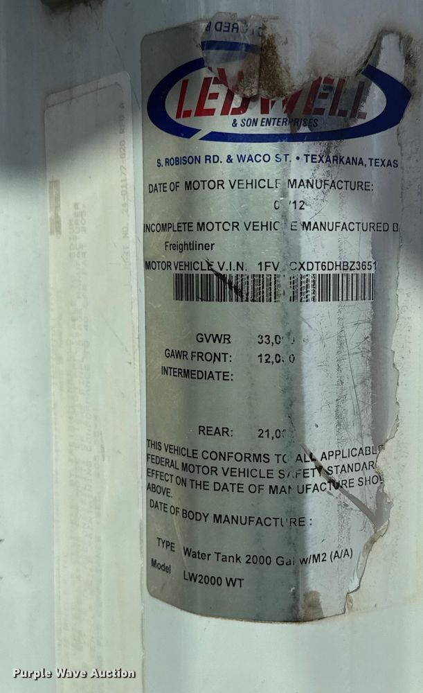 image for item EM8276 2013 Freightliner Business Class M2 water truck